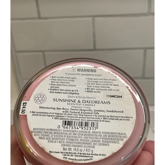 Bath‎ & Body Works Sunshine & Daydreams Scented Candle 3 Wick 14.5 oz Oils New - Picture 5 of 5